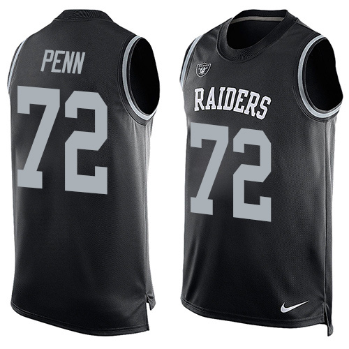 Nike Raiders #72 Donald Penn Black Team Color Men's Stitched NFL Limited Tank Top Jersey